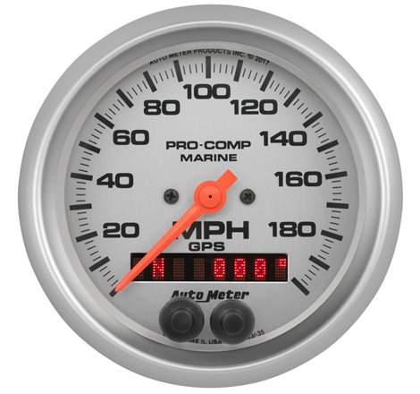 Autometer Gauge GPS Speedometer 3-3/8in 200 MPH Marine Silver Gauge