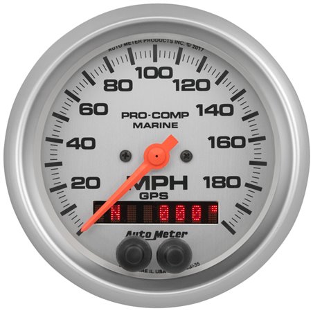 Autometer Gauge GPS Speedometer 3-3/8in 200 MPH Marine Silver Gauge