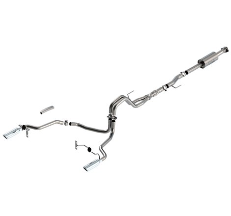 Borla F-150 2021 5.0L 4dr CC SB EC STB Lariat/KR/Platinum/LTD 3/2.25 SRE Cat-Back ATAK CHR Tips