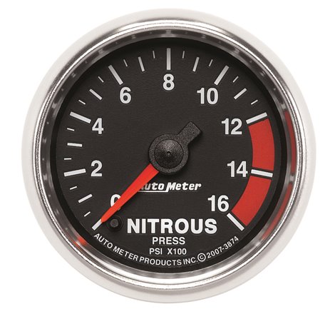 Autometer GS 2 1/16in. 1600PSI Nitrous Fuel Pressure Gauge