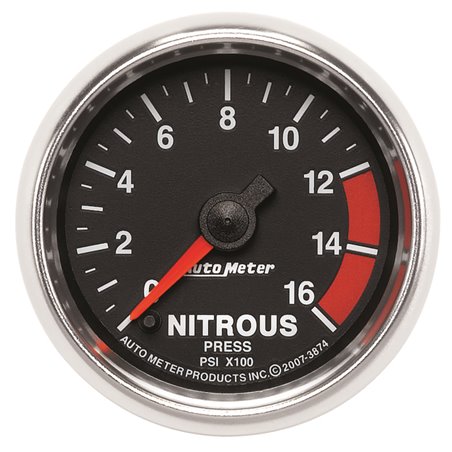 Autometer GS 2 1/16in. 1600PSI Nitrous Fuel Pressure Gauge