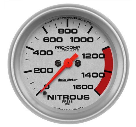 Autometer Ultra-Lite 2-5/8in 1600PSI Nitrous Pressure Gage