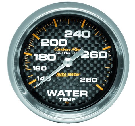 Autometer Carbon Fiber 2-5/8in 140-280 Deg F Mechanical Water Temp Gauge