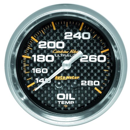 Autometer Carbon Fiber 2-5/8in 140-280 Deg F Mechanical Oil Temp Gauge