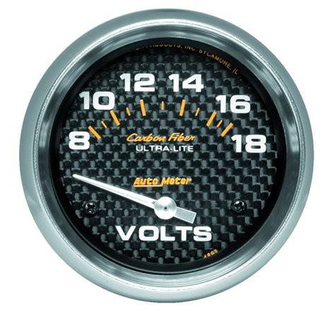 Autometer Carbon Fiber 2-5/8in 18V Electric Voltmeter Gauge