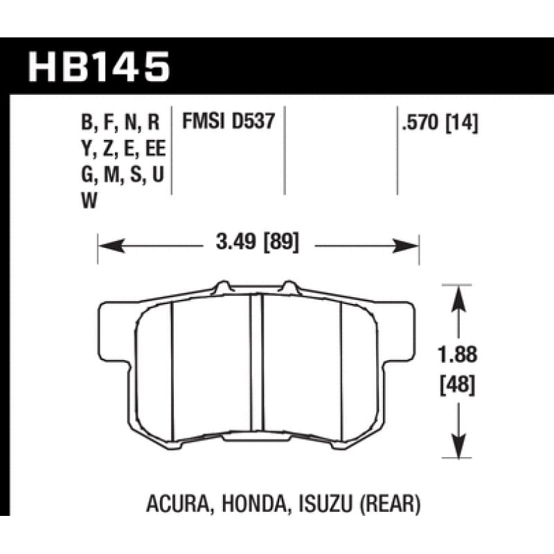 Hawk Honda/Acura/Suzuki ER-1 Endurance Racing Brake Pads (Track Only)