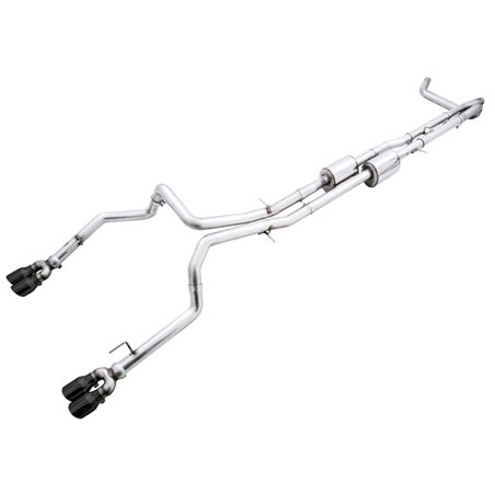 AWE Tuning 4th Gen GM 1500 6.2L 0FG Catback Split Rear Exit (w/ Bumper Cutouts) - Quad Diamond Tips