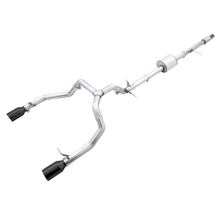 AWE Tuning 4th Gen GM 1500 5.3L 0FG Catback Split Rear Exit (Flat Bumper) - Quad Diamond Tips