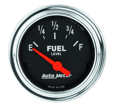 Autometer Traditional Chrome 2-1/16in 0 Ohm - 30 Ohm Full Electrical Fuel Level Gauge