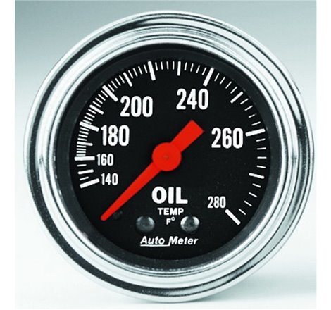 Autometer Traditional Chrome 2-1/16in 140-280 Deg F Mechanical Oil Temp Gauge