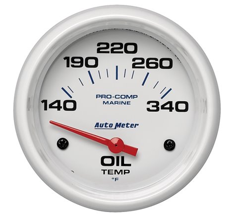 Autometer Marine White Air-Core Electric Oil Temperature Gauge 2-5/8in 140-300 Deg F