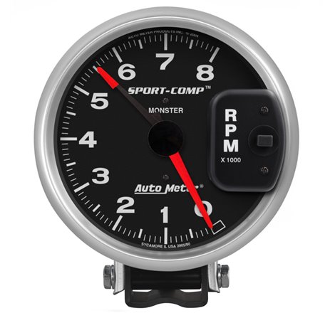 Autometer Sport-Comp 5in / 0-8K RPM / Pedestal w/Redline Tachometer