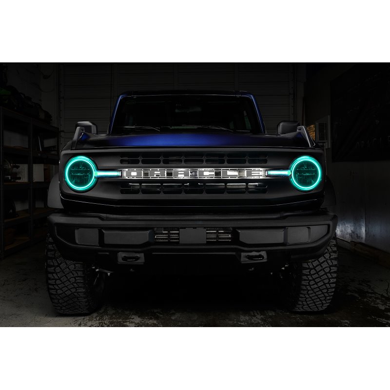 Oracle 21-22 Ford Bronco Headlight Halo Kit w/DRL Bar - Base Headlights ColorSHIFT -w/2.0 Controller