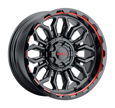 Weld Off-Road W140 20X10 Flare 6X135 6X139.7 ET-18 BS4.75 Gloss Black MIL Red 106.1