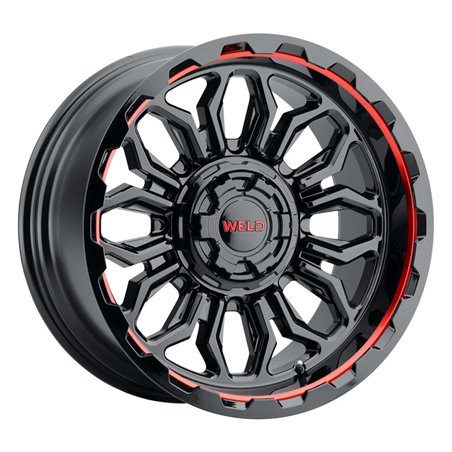 Weld Off-Road W140 20X10 Flare 6X135 6X139.7 ET-18 BS4.75 Gloss Black MIL Red 106.1