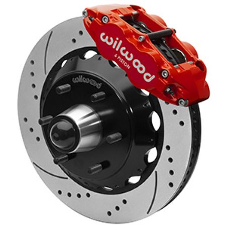 Wilwood 63-87 C10 FNSL6R Front Big Brake Brake Kit 14in drill/slot 6x5.5 BP for drop spindles - Red