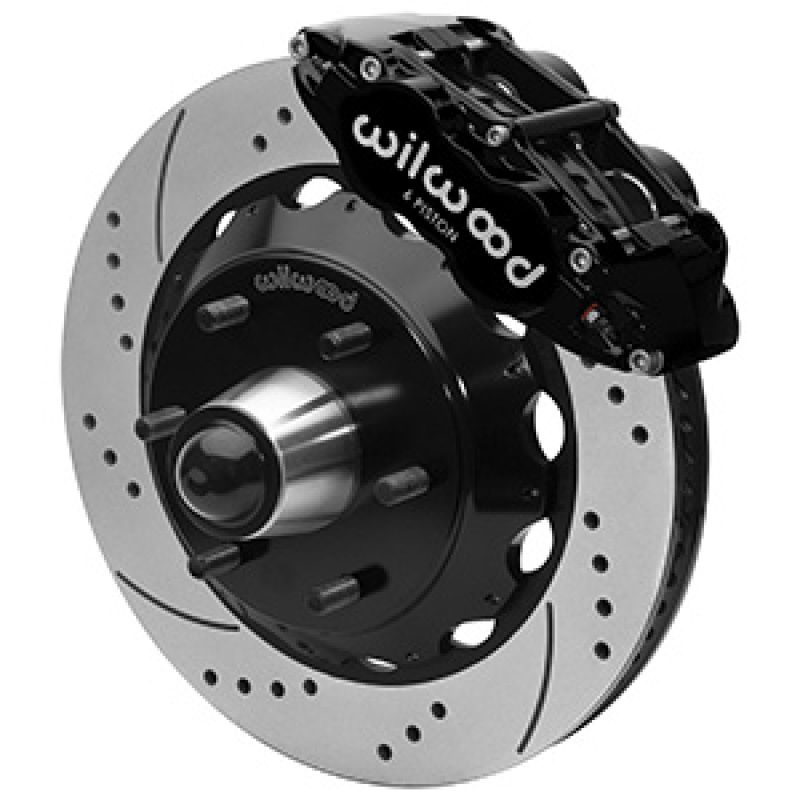 Wilwood 63-87 C10 FNSL6R Front Big Brake Brake Kit 14in drill/slot 6x5.5 BP for drop spindles - Blk