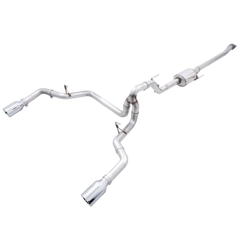 AWE 0FG 21+ Ford F150 Dual Split Rear Exhaust - 5in Chrome Silver Tips