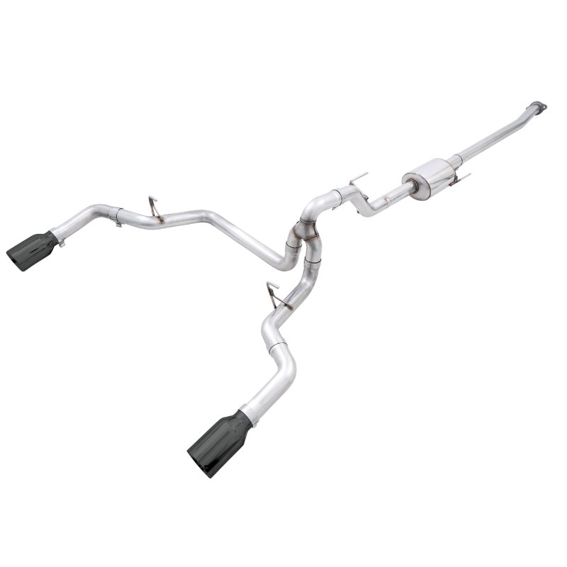 AWE 0FG 21+ Ford F150 Dual Split Rear Cat-Back Exhaust- 5in Diamond Black Tips