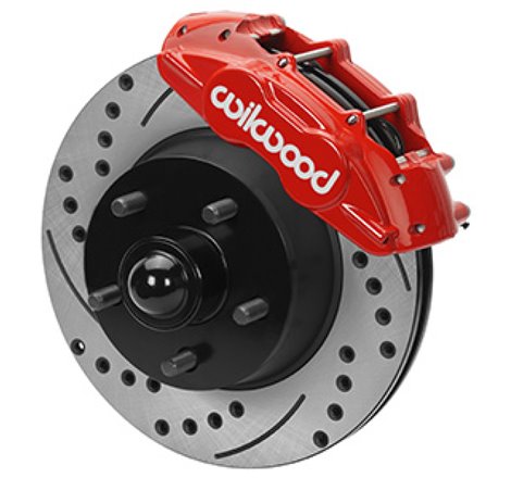 Wilwood 65-67 Ford Mustang D11 11.29 in. Brake Kit w/ Flex Lines - Drilled Rotors (Red)