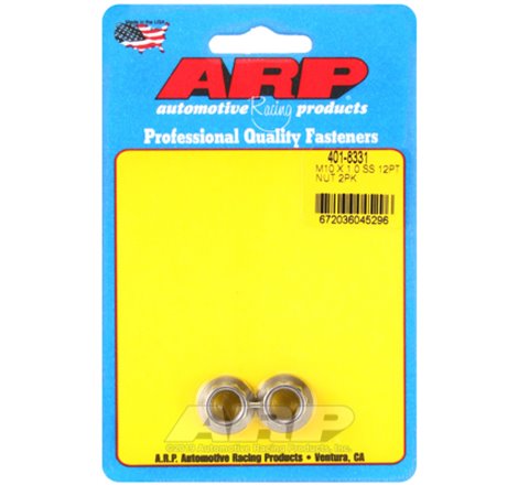 ARP M10 x 1.0 SS 12pt Nut Kit (2/pkg)