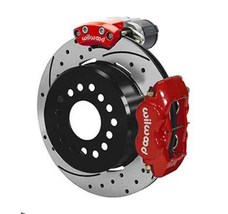 Wilwood Forged Dynalite Rear Electronic Parking Brake Kit - Red Powder Coat Caliper - SRP D/S Rotor