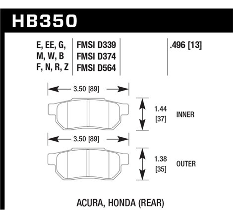 Hawk Honda/Acura ER-1 Endurance Racing Rear Brake Pads