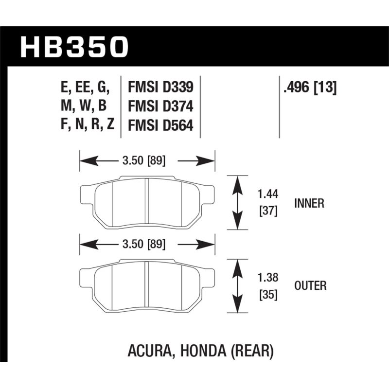 Hawk Honda/Acura ER-1 Endurance Racing Rear Brake Pads