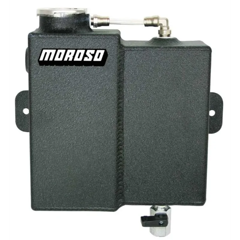 Moroso Universal Dual Coolant Expansion/Recovery Catch Tank - Black Powder Coat