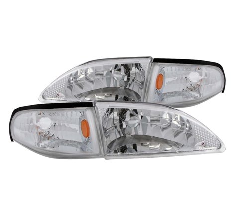 ANZO 1994-1998 Ford Mustang Crystal Headlights Chrome