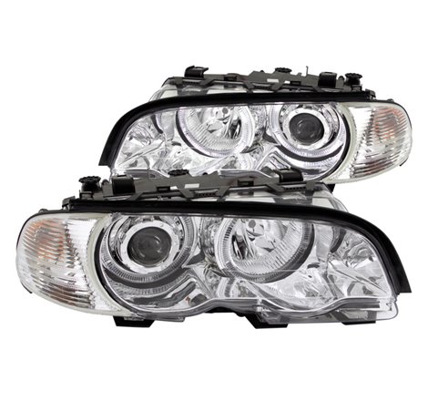 ANZO 2000-2003 BMW 3 Series E46 Projector Headlights w/ Halo Chrome