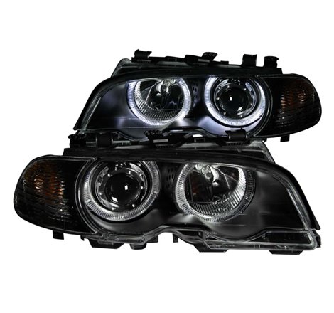 ANZO 2000-2003 BMW 3 Series E46 Projector Headlights w/ Halo Black