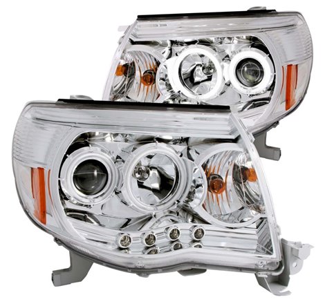 ANZO 2005-2011 Toyota Tacoma Projector Headlights w/ Halos Chrome