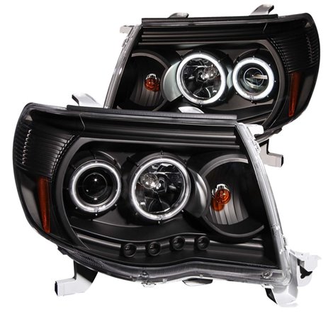 ANZO 2005-2011 Toyota Tacoma Projector Headlights w/ Halo Black