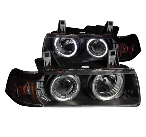 ANZO 1992-1998 BMW 3 Series E36 Projector Headlights w/ Halo Black G2 1 pc