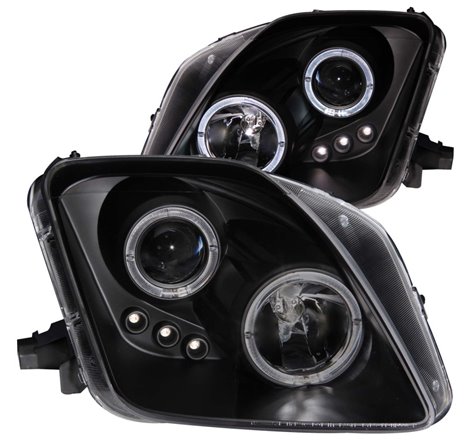 ANZO 1997-2001 Honda Prelude Projector Headlights w/ Halo Black w/ LED