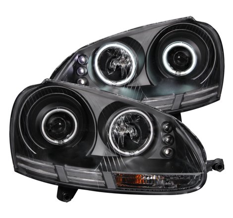 ANZO 2006-2009 Volkswagen Rabbit Projector Headlights w/ Halo Black (CCFL)