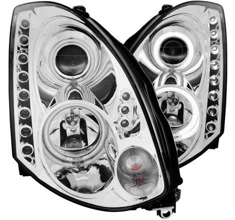 ANZO 2003-2007 Infiniti G35 Projector Headlights w/ Halo Chrome (CCFL) (HID Compatible)