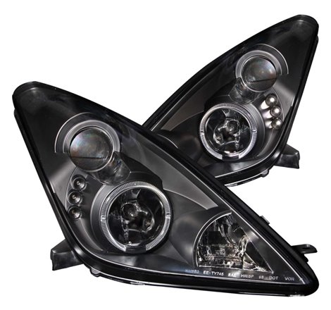 ANZO 2000-2005 Toyota Celica Projector Headlights w/ Halo Black