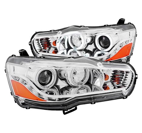 ANZO 2008-2015 Mitsubishi Lancer Projector Headlights w/ Halo Chrome (CCFL)