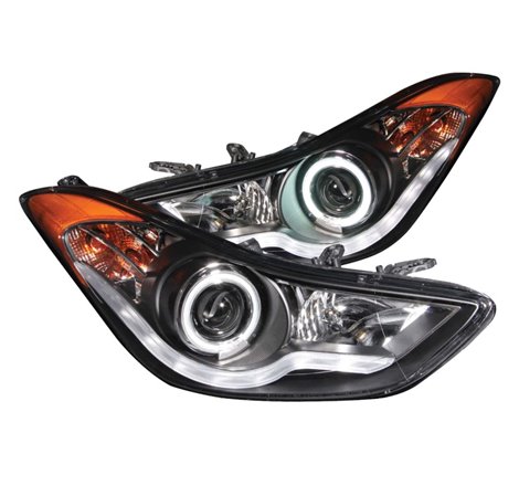 ANZO 2011-2014 Hyundai Elantra Projector Headlights w/ Halo Black (CCFL)