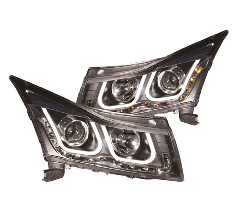 ANZO 2011-2015 Chevrolet Cruze Projector Headlights w/ U-Bar Black