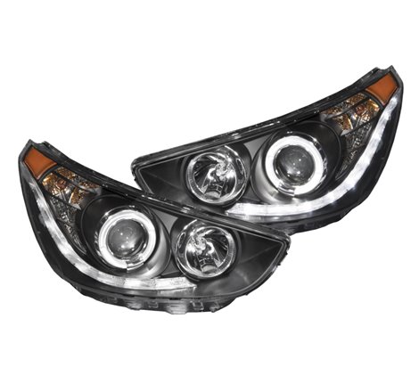 ANZO 2012-2013 Hyundai Accent Projector Headlights w/ Halo Black (CCFL)