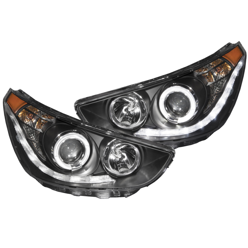 ANZO 2012-2013 Hyundai Accent Projector Headlights w/ Halo Black (CCFL)