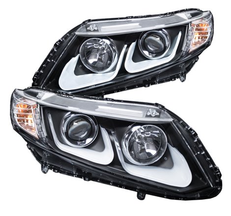 ANZO 2012-2015 Honda Civic Projector Headlights w/ U-Bar Black