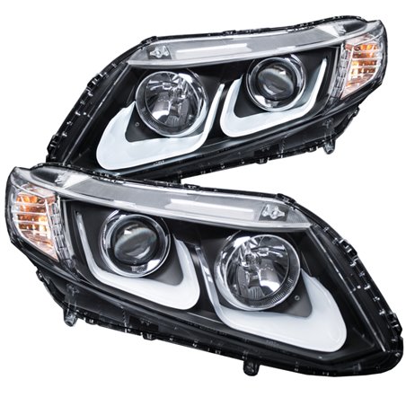 ANZO 2012-2015 Honda Civic Projector Headlights w/ U-Bar Black