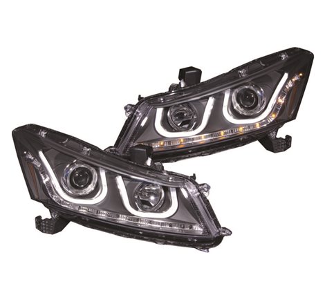 ANZO 2008-2012 Honda Accord Projector Headlights w/ U-Bar Black