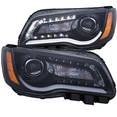 ANZO 2011-2014 Chrysler 300 Projector Headlights w/ Plank Style Design Black