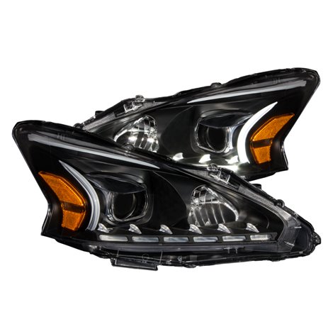 ANZO 2013-2014 Nissan Altima Projector Headlights w/ Plank Style Design Black