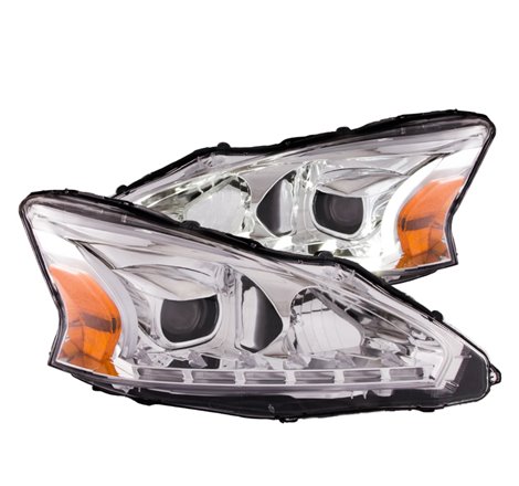 ANZO 2013-2014 Nissan Altima Projector Headlights w/ Plank Style Design Chrome